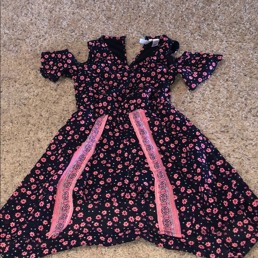 girls flowered romper with train